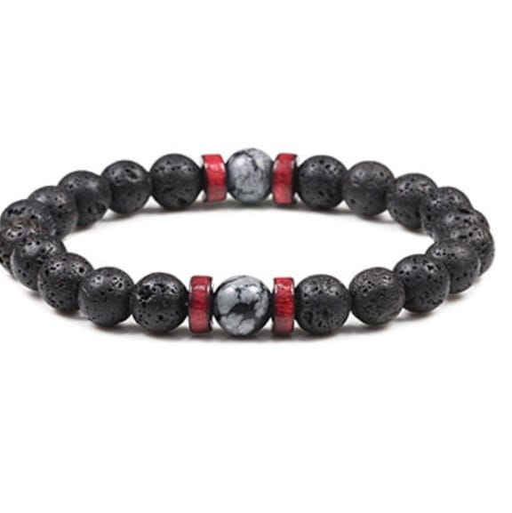VOLCANIC STONE BEAD BRACELET FOR SPIRITUAL ENERGY