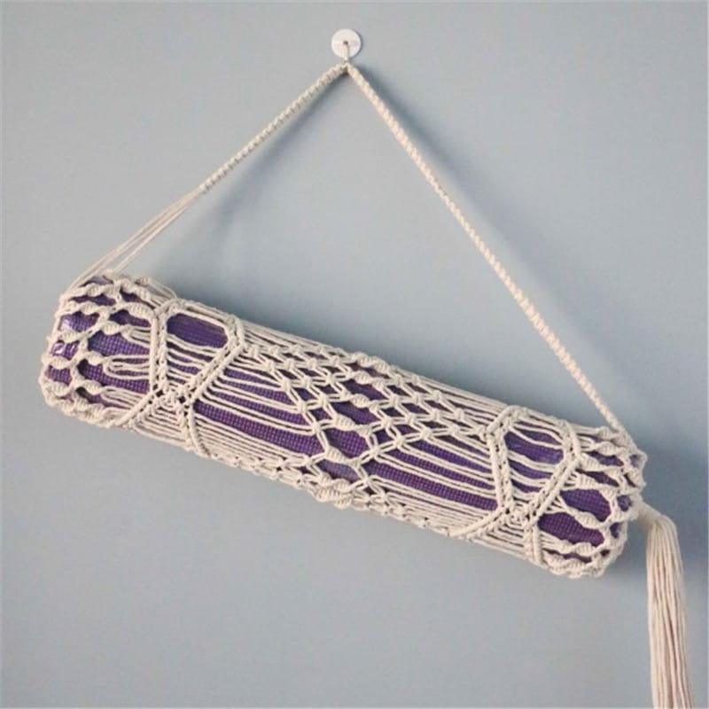 PORTABLE HAND-WOVEN YOGA MAT BAG WITH TASSELS