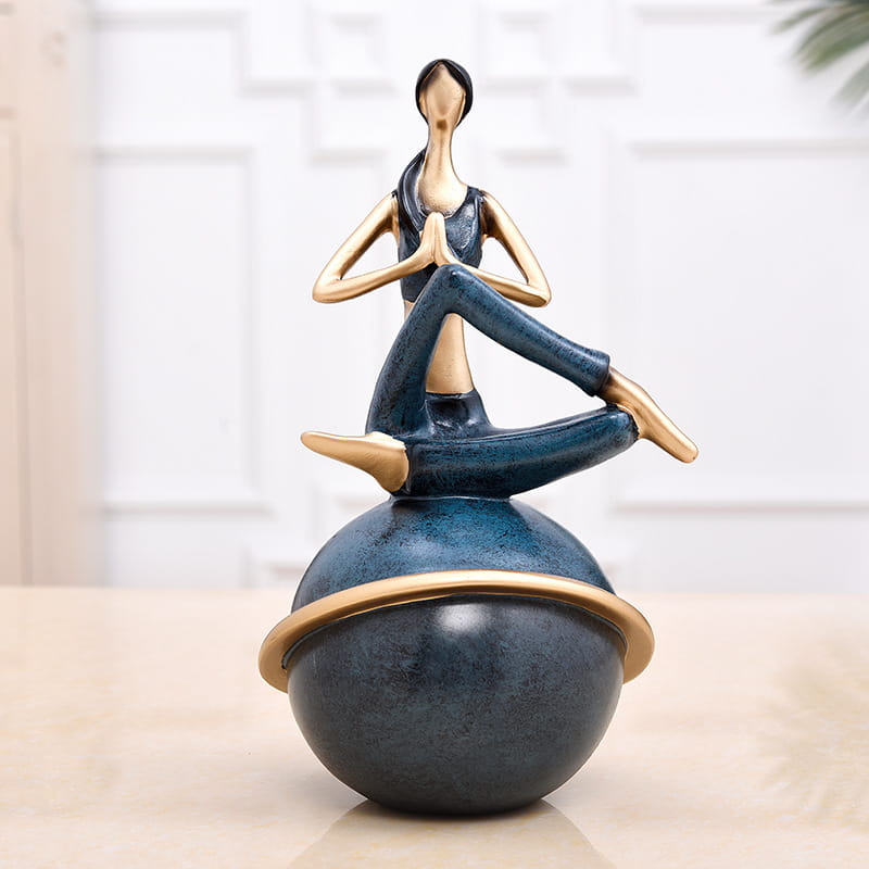 Graceful Soul Hand Painted Resin Yoga Statue Decor