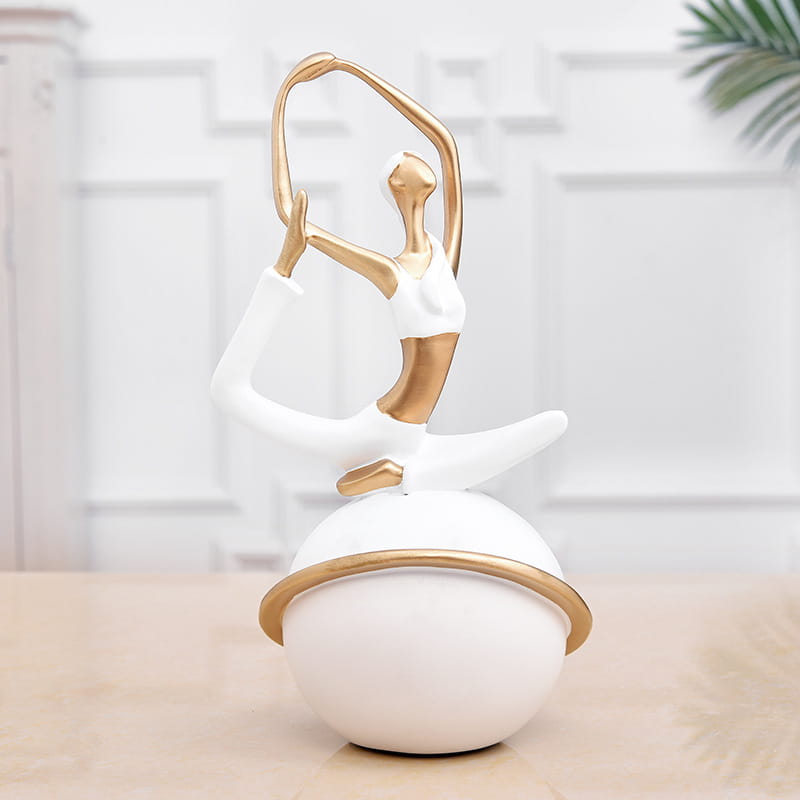 Graceful Soul Hand Painted Resin Yoga Statue Decor