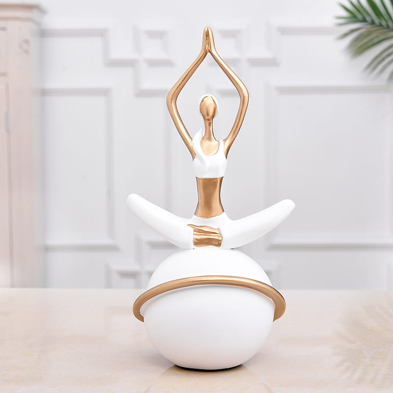 Graceful Soul Hand Painted Resin Yoga Statue Decor