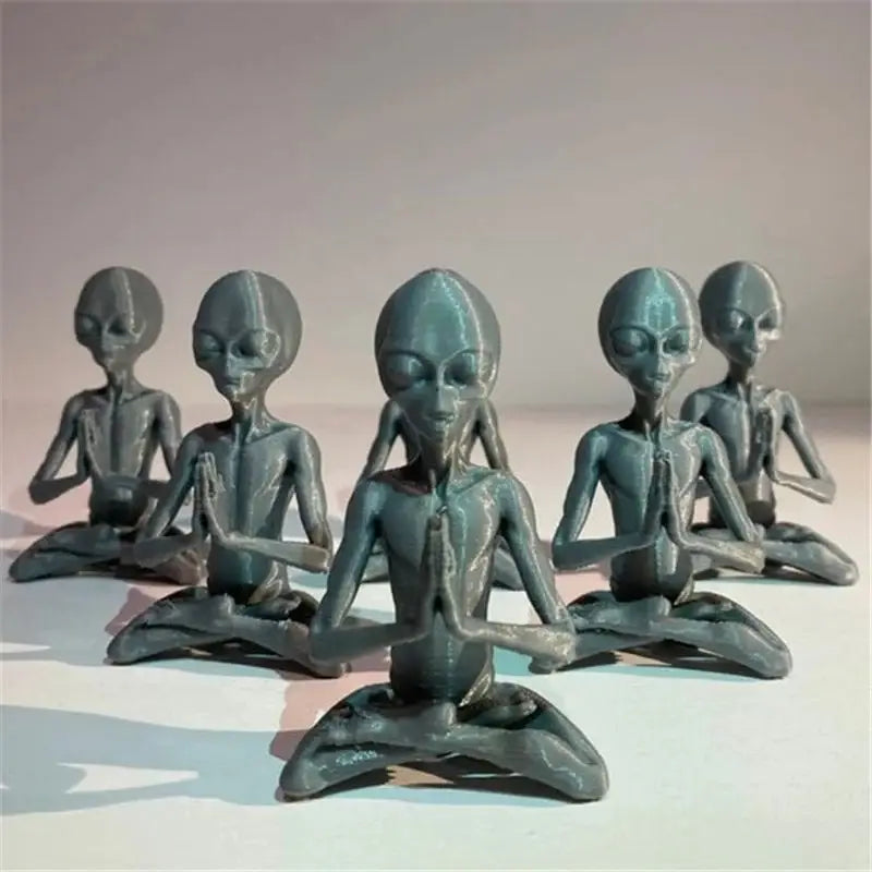 MEDITATING ALIEN YOGA STATUE FOR COSMIC PEACE