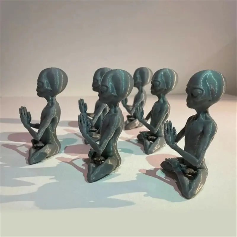 MEDITATING ALIEN YOGA STATUE FOR COSMIC PEACE