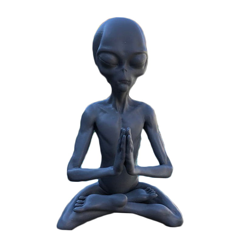 MEDITATING ALIEN YOGA STATUE FOR COSMIC PEACE