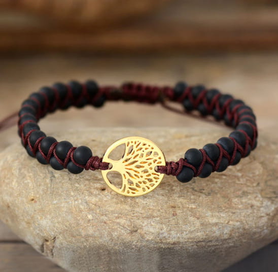 HANDWOVEN AGATE BEAD BRACELET FOR STRENGTH & BALANCE