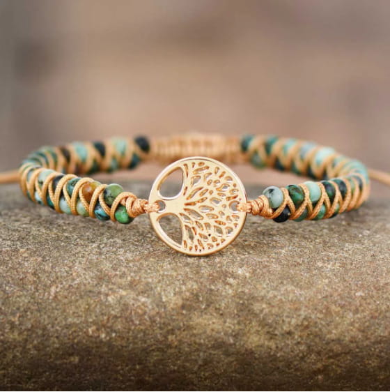 HANDWOVEN AGATE BEAD BRACELET FOR STRENGTH & BALANCE