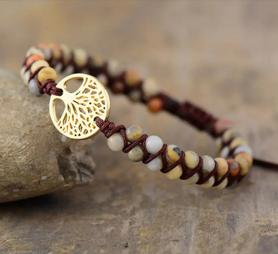 HANDWOVEN AGATE BEAD BRACELET FOR STRENGTH & BALANCE