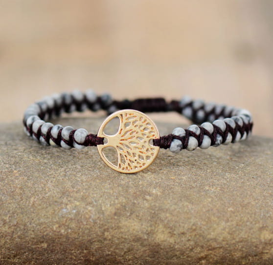 HANDWOVEN AGATE BEAD BRACELET FOR STRENGTH & BALANCE