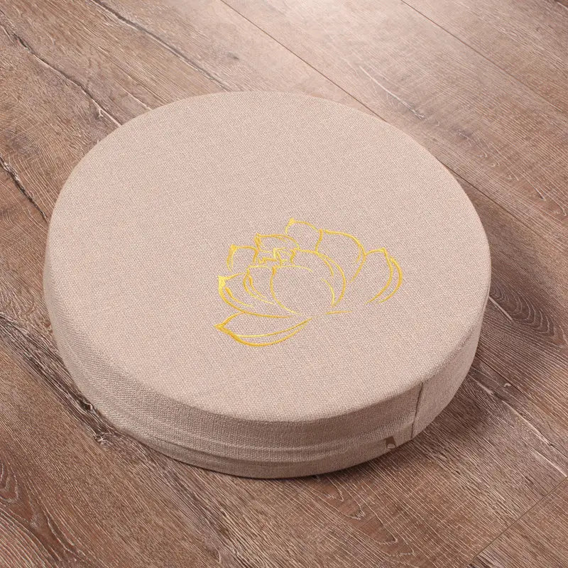 EMBROIDERED LINEN LOTUS MEDITATION SEAT FOR YOGA PRACTICE
