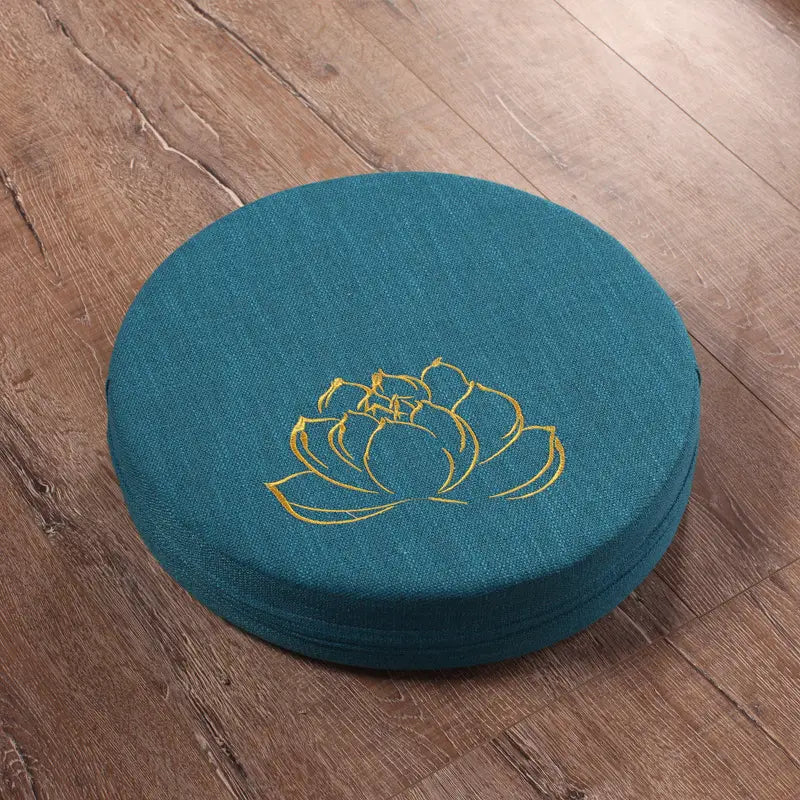 EMBROIDERED LINEN LOTUS MEDITATION SEAT FOR YOGA PRACTICE