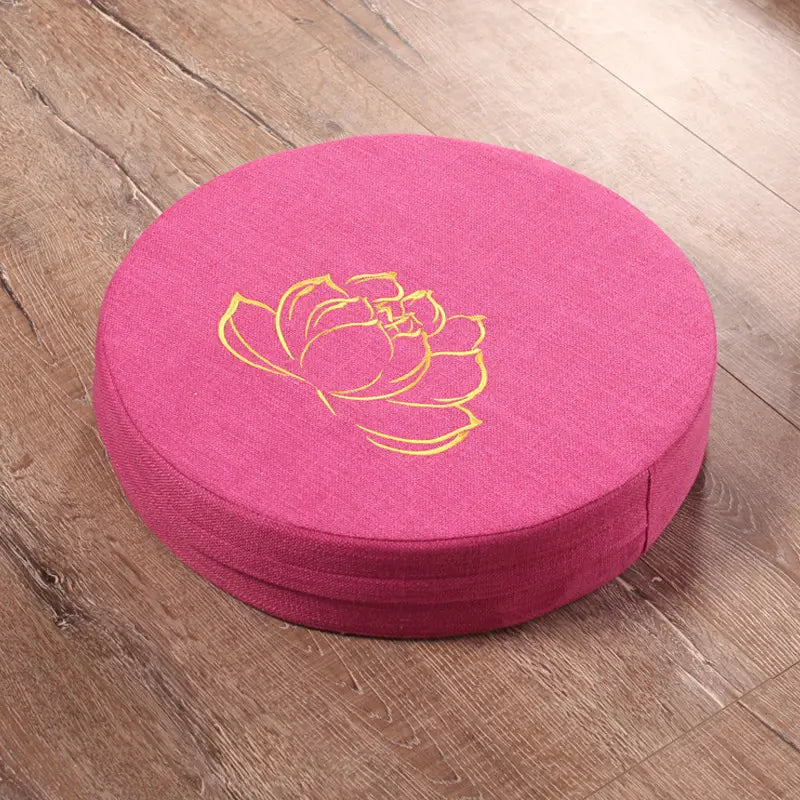 EMBROIDERED LINEN LOTUS MEDITATION SEAT FOR YOGA PRACTICE