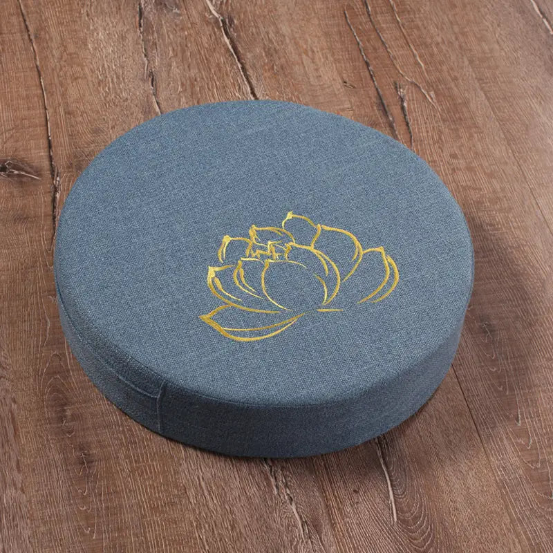 EMBROIDERED LINEN LOTUS MEDITATION SEAT FOR YOGA PRACTICE
