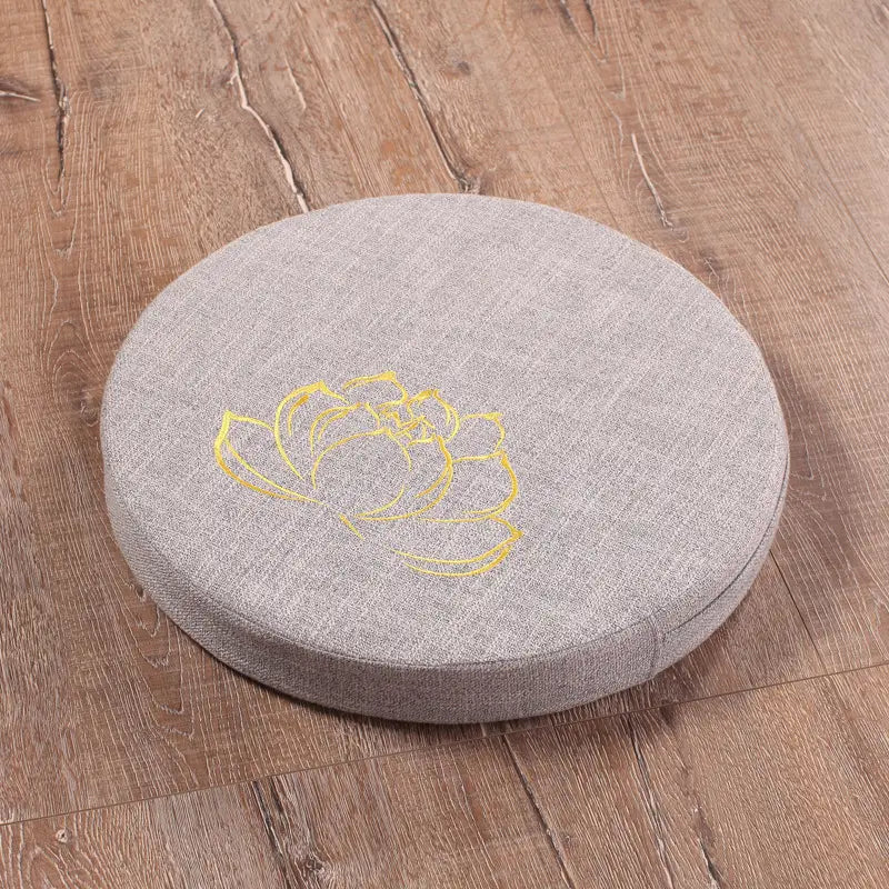 EMBROIDERED LINEN LOTUS MEDITATION SEAT FOR YOGA PRACTICE