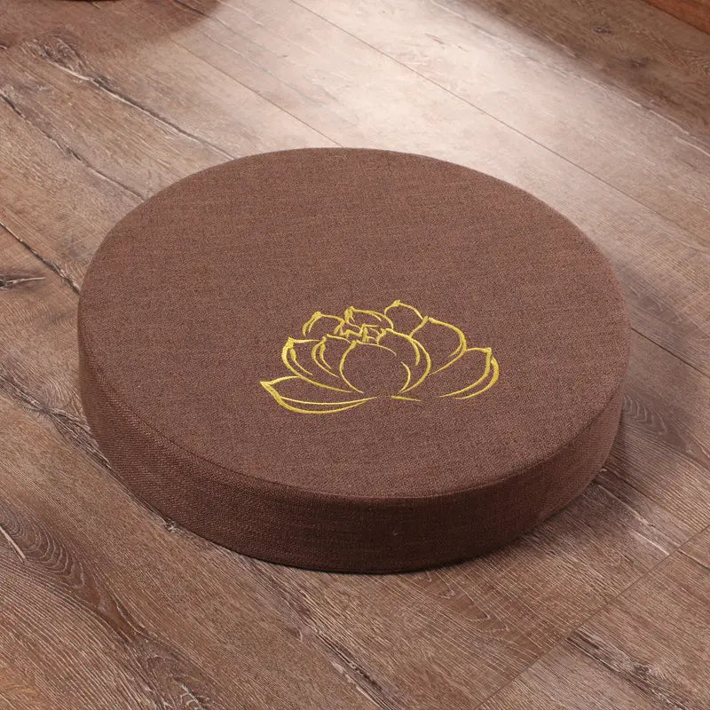 EMBROIDERED LINEN LOTUS MEDITATION SEAT FOR YOGA PRACTICE