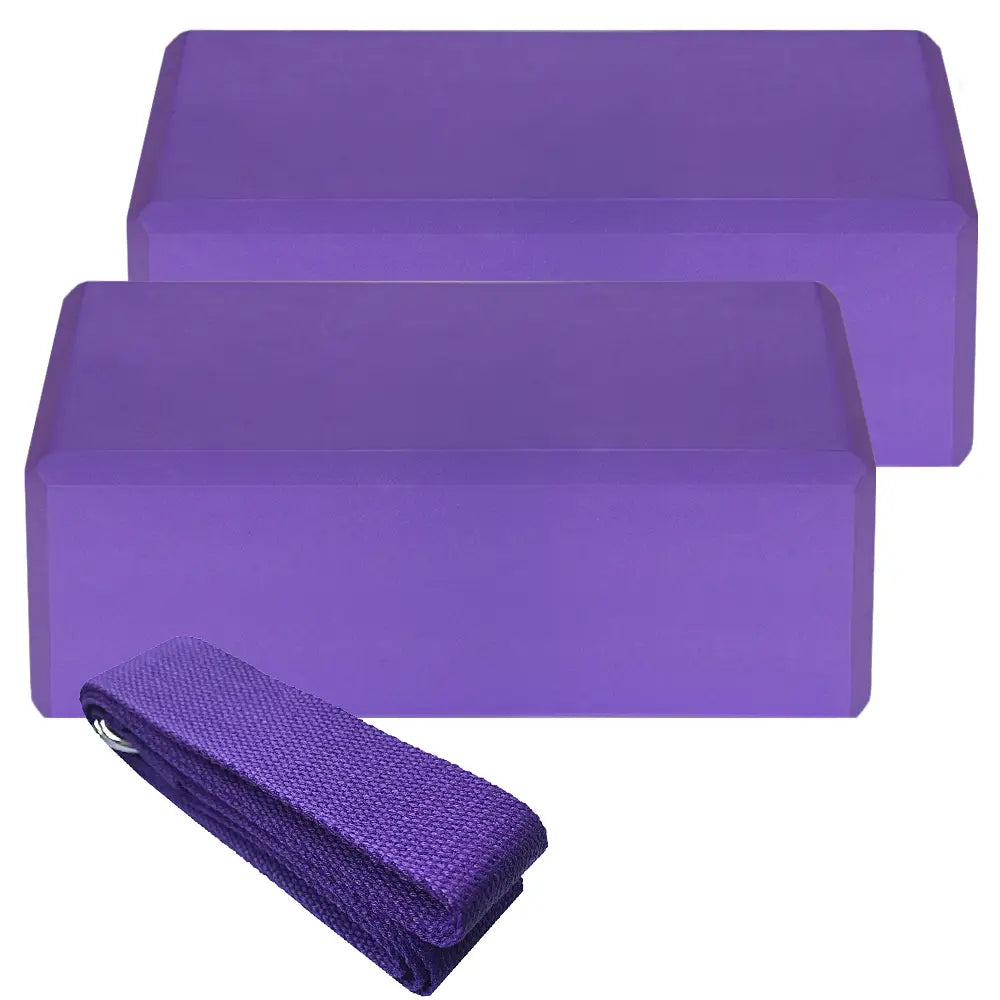 PREMIUM YOGA BLOCK SET WITH STRAP FOR FLEXIBILITY & BALANCE