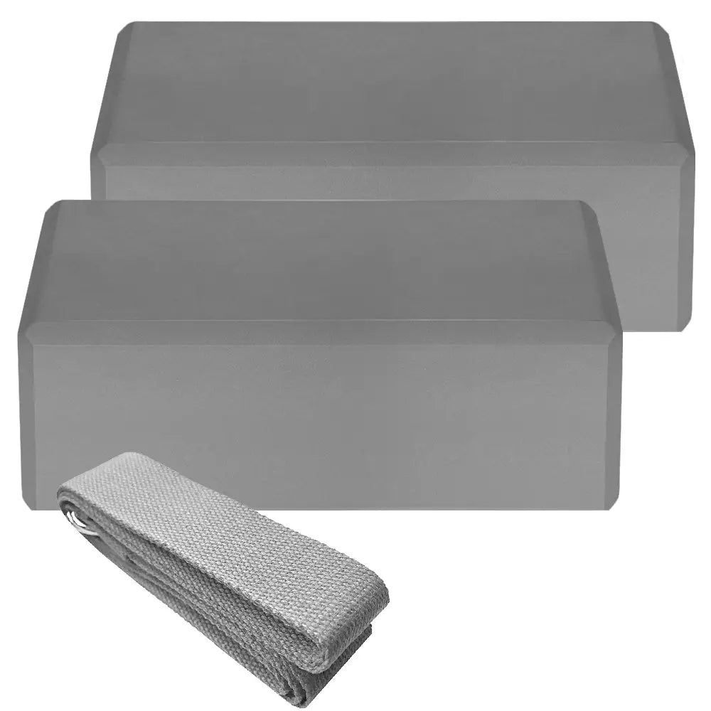 PREMIUM YOGA BLOCK SET WITH STRAP FOR FLEXIBILITY & BALANCE