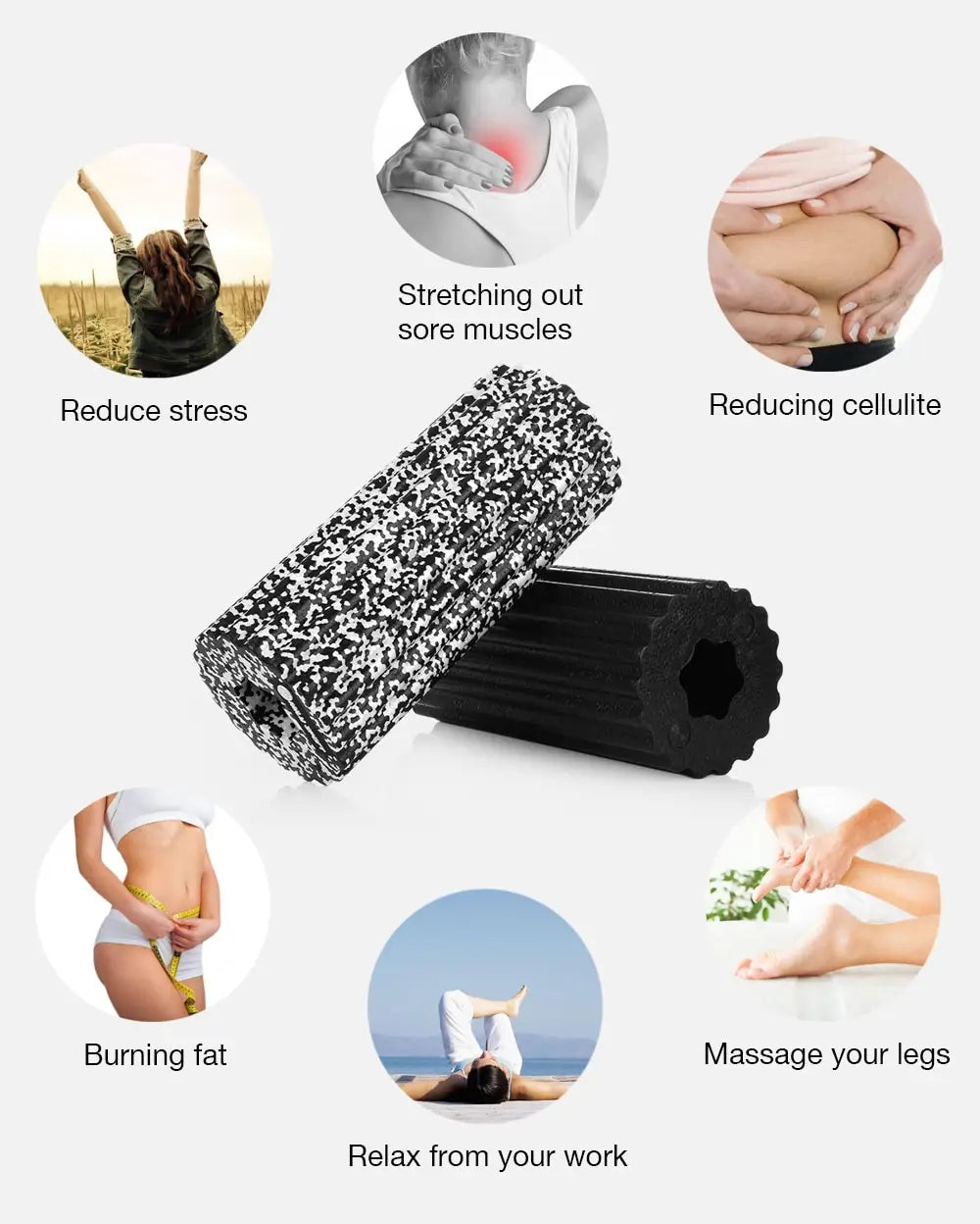 PREMIUM YOGA FOAM ROLLER FOR MUSCLE RECOVERY & FLEXIBILITY