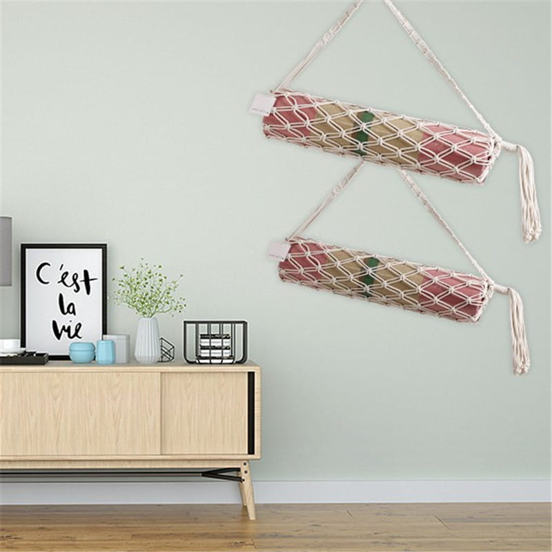 PORTABLE HAND-WOVEN YOGA MAT BAG WITH TASSELS