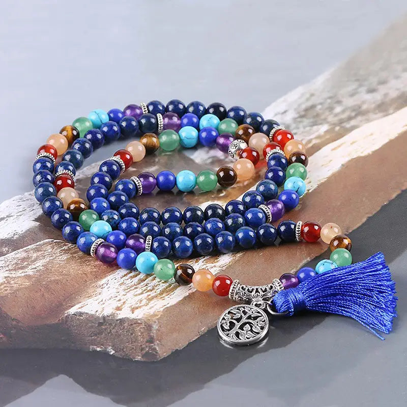 SEVEN CHAKRA PRAYER STONE BEAD BRACELET FOR SPIRITUAL HEALING
