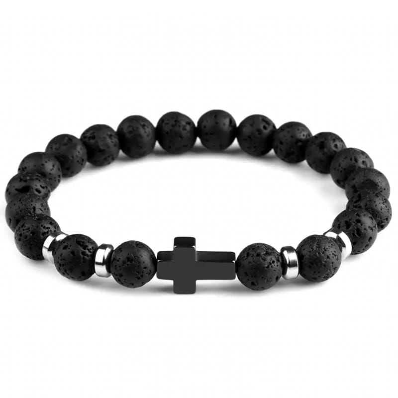 VOLCANIC ROCK BEAD BRACELET FOR STRENGTH & SPIRITUAL ENERGY