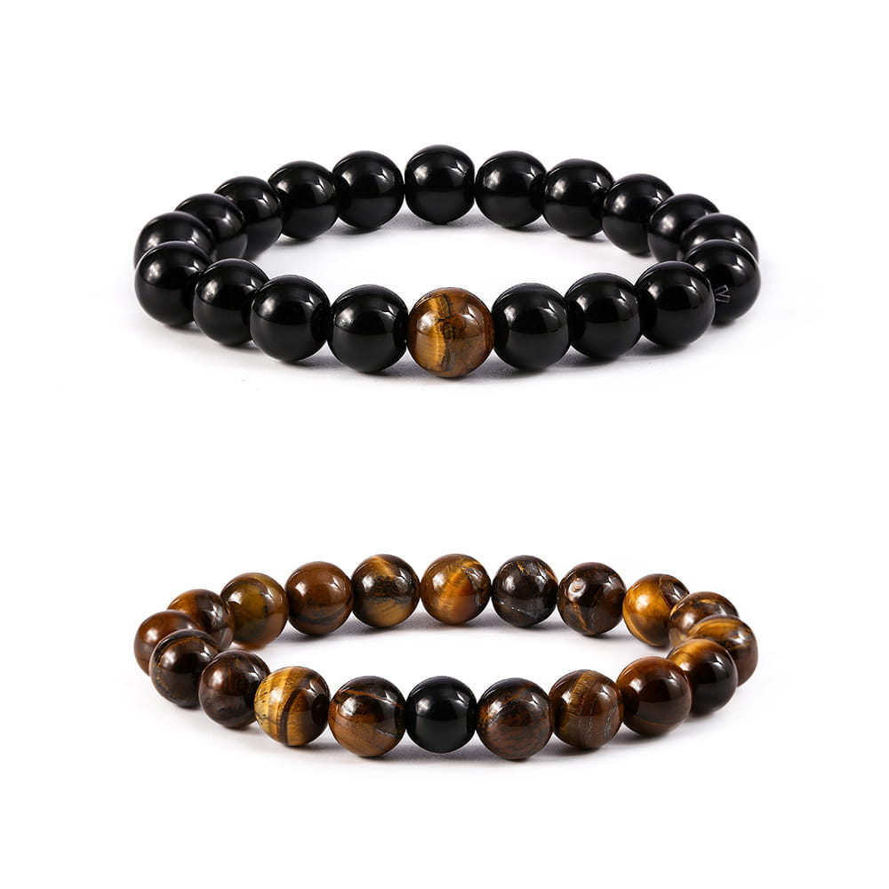 TIGER EYE STONE BEAD BRACELET FOR STRENGTH & BALANCE