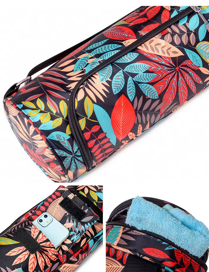 PRINTED BACKPACK YOGA MAT BAG ORGANIZER WITH STRAP