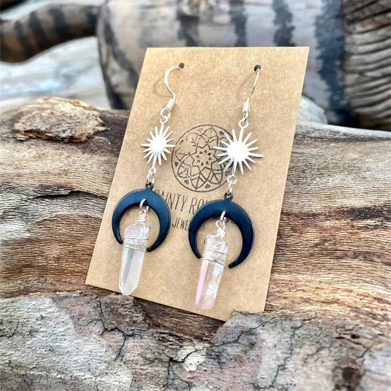 CRYSTAL QUARTZ BOHO EARRINGS FOR WOMEN WITH SPIRITUAL CHARM