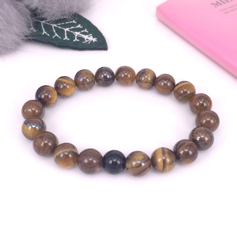 TIGER EYE STONE BEAD BRACELET FOR STRENGTH & BALANCE
