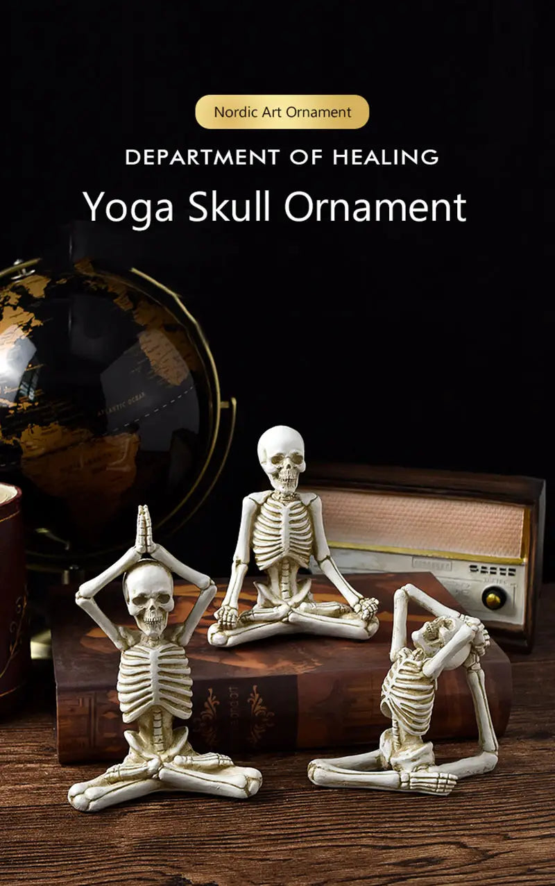HALLOWEEN YOGA SKULL STATUE DECOR FOR MEDITATION SPACES