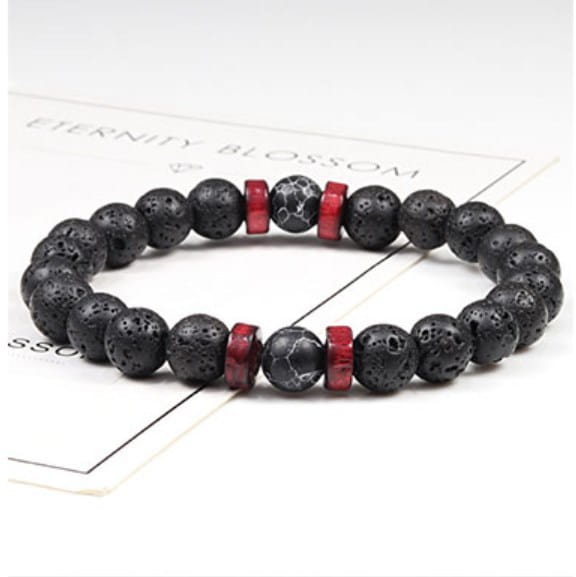 VOLCANIC STONE BEAD BRACELET FOR SPIRITUAL ENERGY