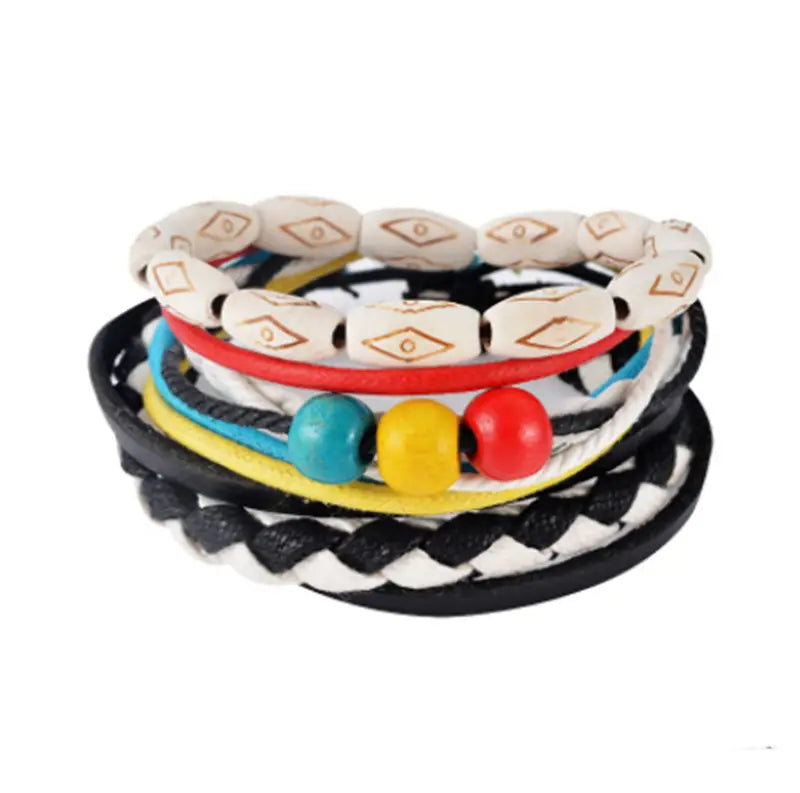 VINTAGE LEATHER BEAD BRACELET FOR MEN & WOMEN