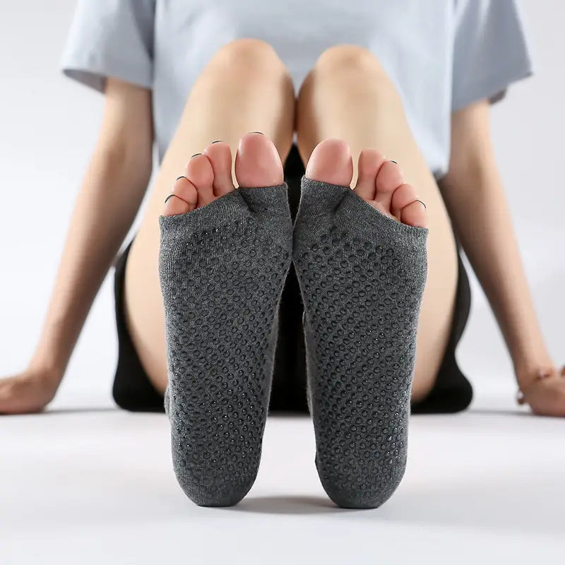 EXPOSED TOE NON SLIP YOGA SOCKS FOR PILATES AND DANCE