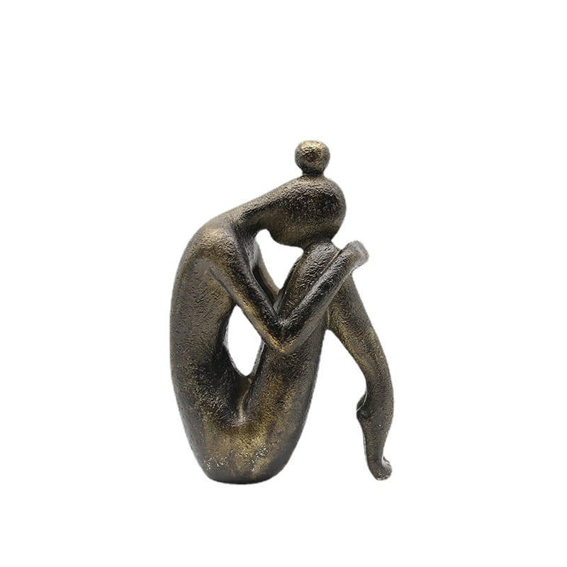 Thinker Yoga Girl Resin Statue Bookstop For Decor