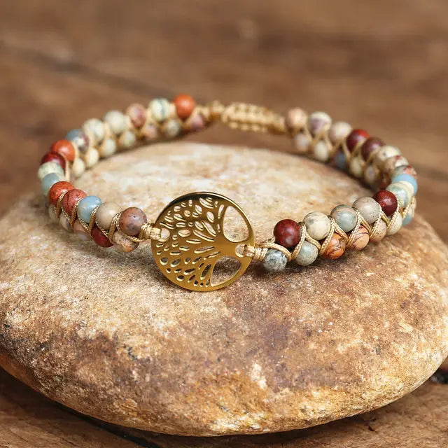 HANDWOVEN AGATE BEAD BRACELET FOR STRENGTH & BALANCE