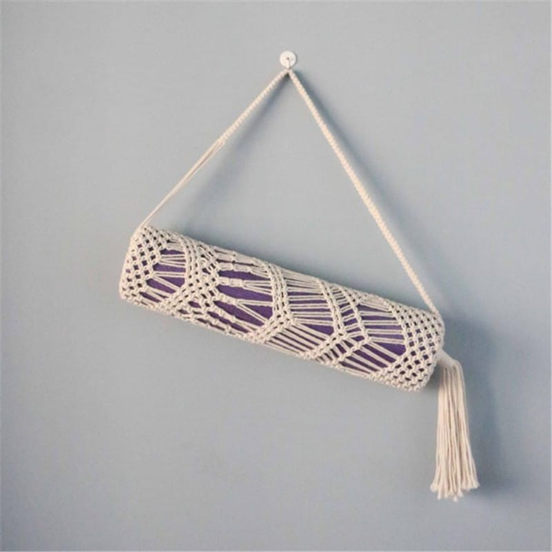 PORTABLE HAND-WOVEN YOGA MAT BAG WITH TASSELS