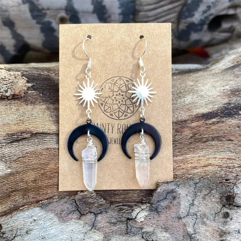 CRYSTAL QUARTZ BOHO EARRINGS FOR WOMEN WITH SPIRITUAL CHARM