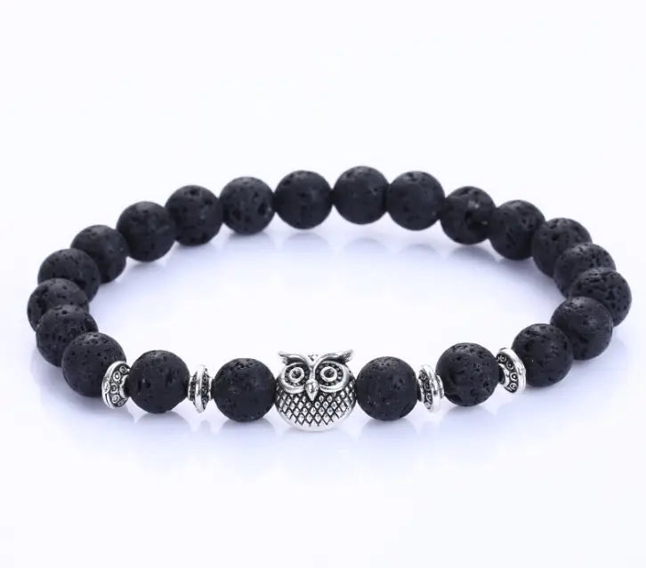 NATURAL STONE OWL BEAD BRACELET FOR SPIRITUAL ENERGY