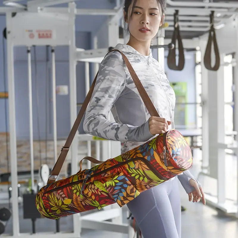 PRINTED BACKPACK YOGA MAT BAG ORGANIZER WITH STRAP