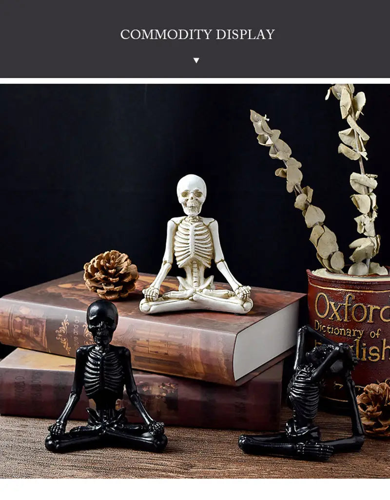 HALLOWEEN YOGA SKULL STATUE DECOR FOR MEDITATION SPACES