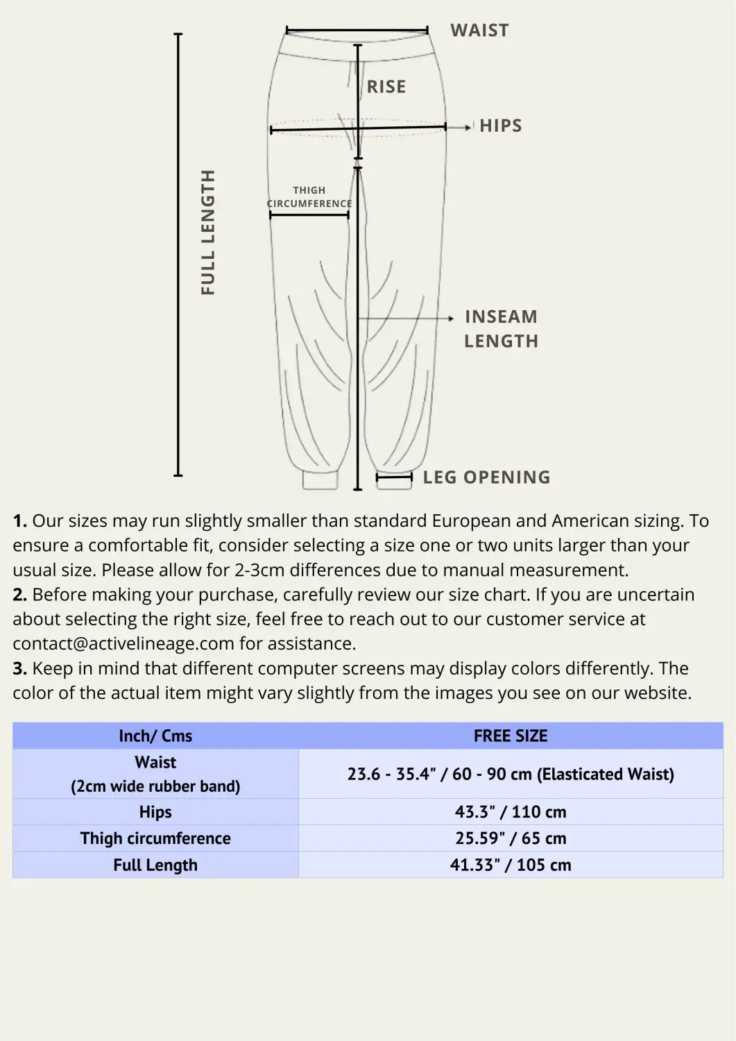Boho Lounge Pants size chart and measurement diagram for accurate fit