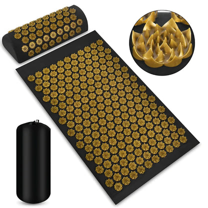 Accupressure Mat And Pillow Combo For Daily Wellness - Black gold
