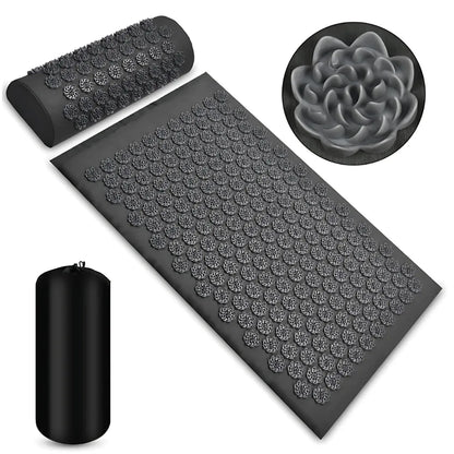 Accupressure Mat And Pillow Combo For Daily Wellness - Dark gray