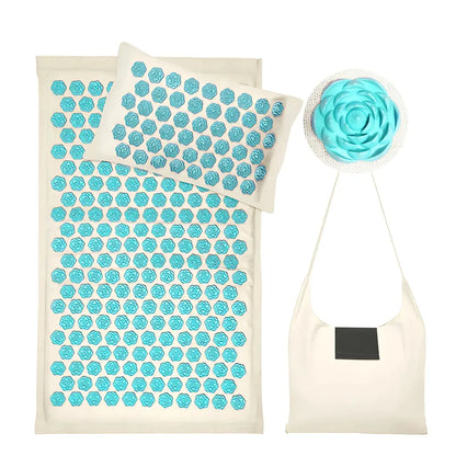 Acupressure Mat And Pillow Set For Full-Body Relief - Blue