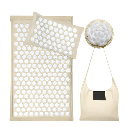 Acupressure Mat And Pillow Set For Full-Body Relief - White