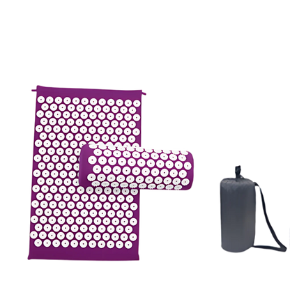 Acupressure Yoga Mat Set For Stress Relief And Recovery - Purple 3piece suit
