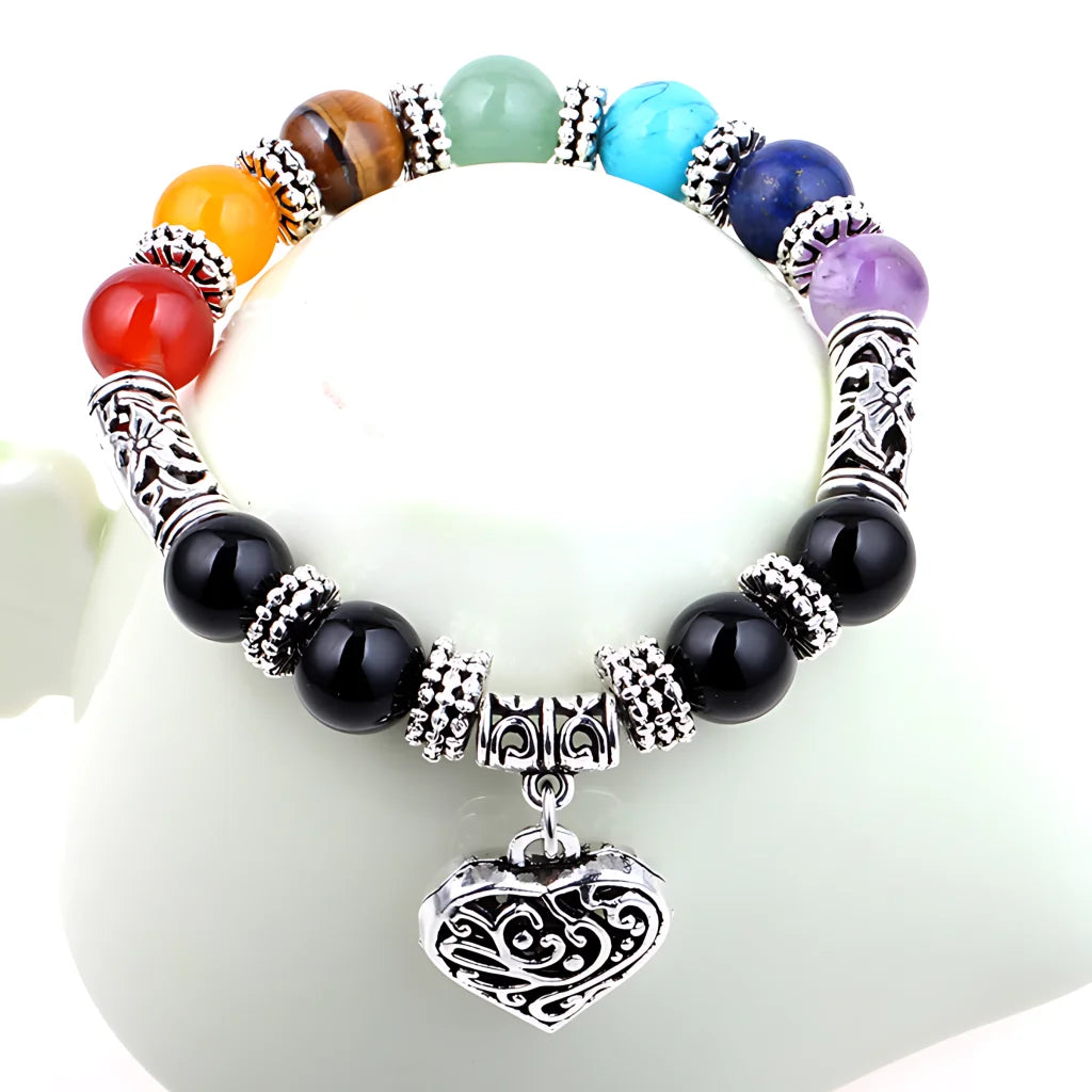 Adjustable Beaded Chakra Bracelets For Daily Balance - Silver