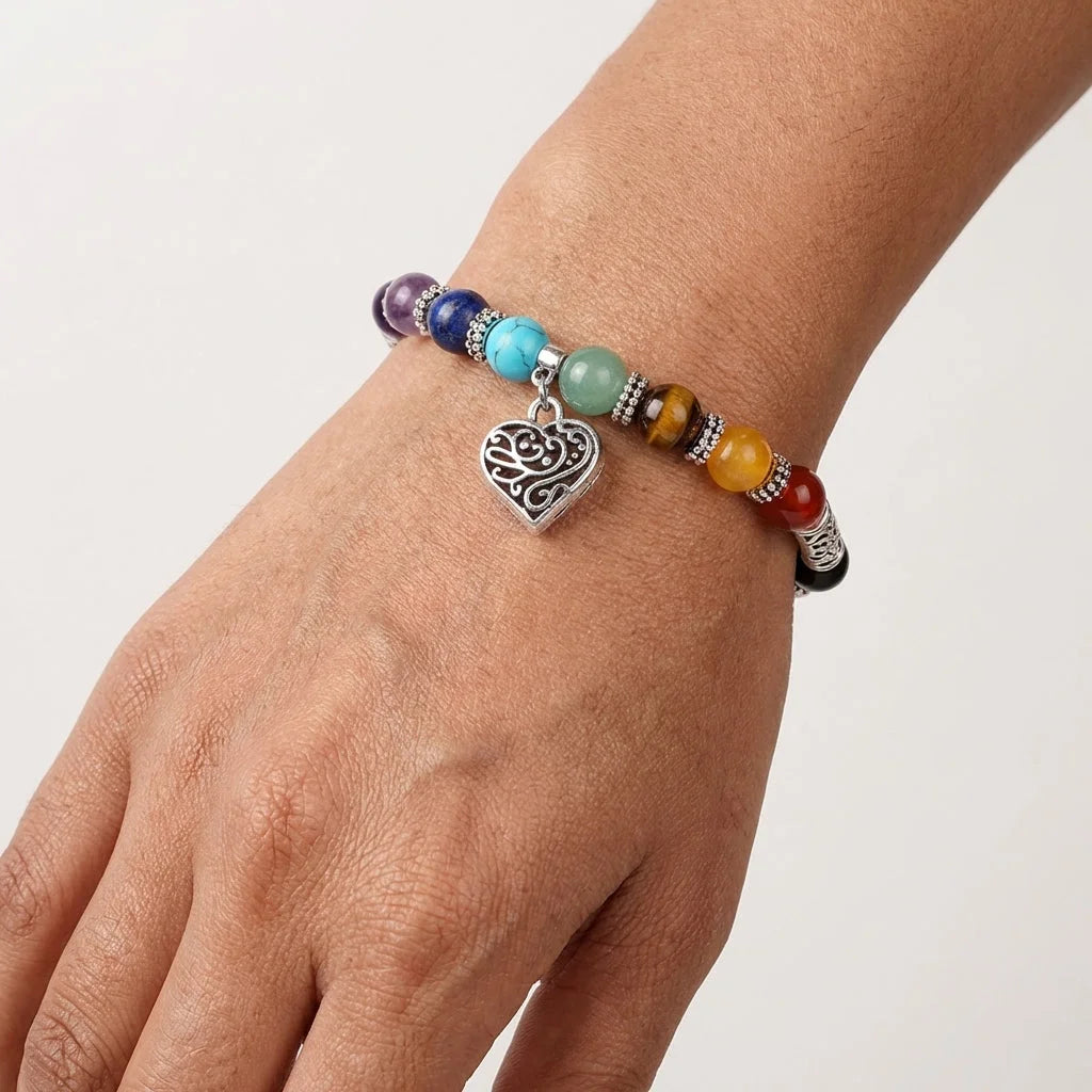 Adjustable Beaded Chakra Bracelets For Daily Balance - Silver