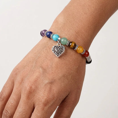 Adjustable Beaded Chakra Bracelets For Daily Balance - Silver