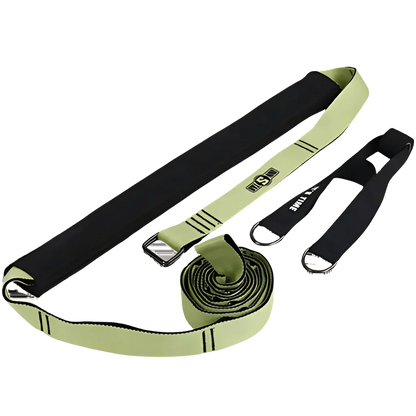 Adjustable Nylon Strap Stretcher For Core & Flexibility - Green and black