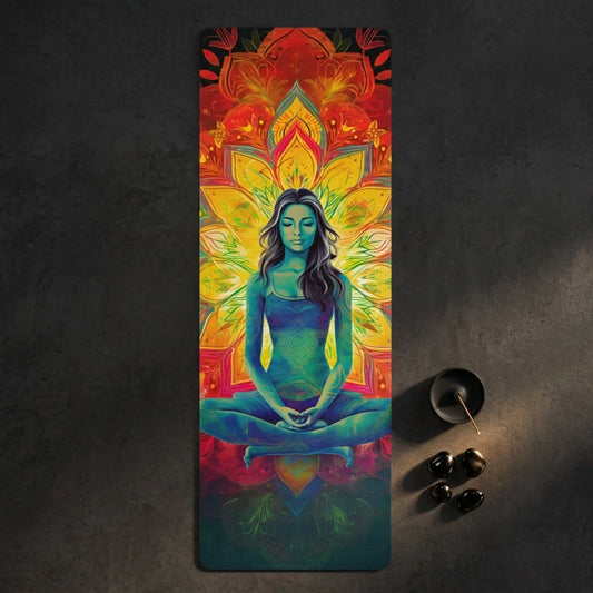 Aesthetic Yoga Mat With Lotus & Breath Design - 24x68